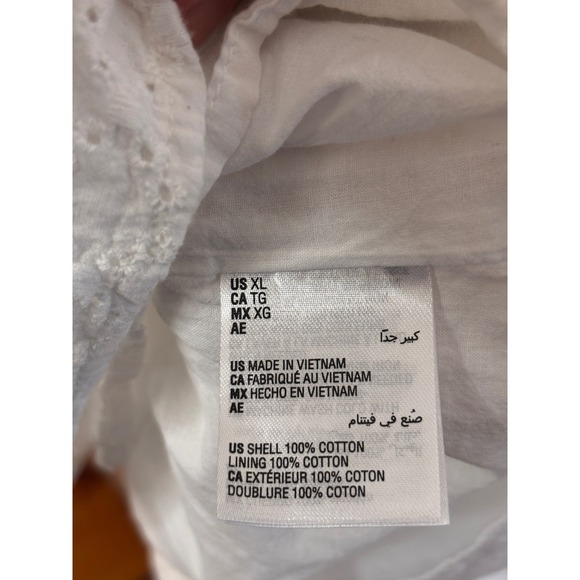 Style & Co White Eyelet Cotton Flutter Sleeve Belted Ruffle Dress XL Bridal - Picture 7 of 11